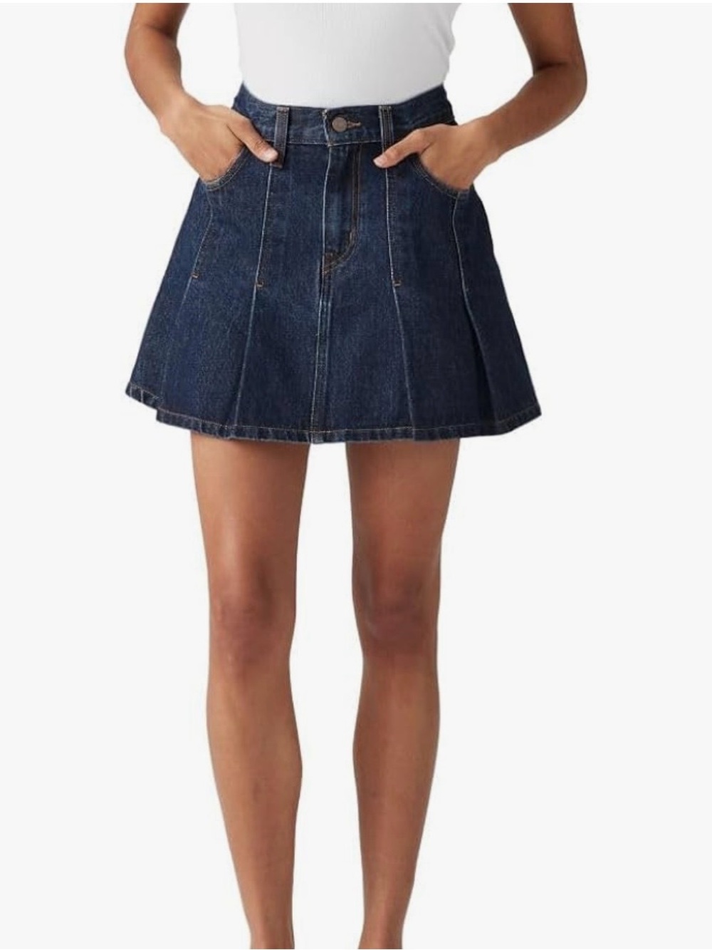 Levi’s Women’s Pleated Dark Denim Mini Skirt -